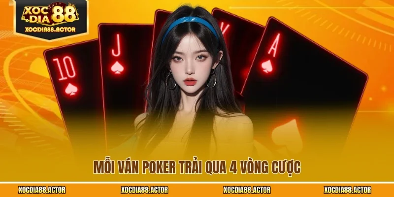 Mỗi ván Poker trải qua 4 vòng cược